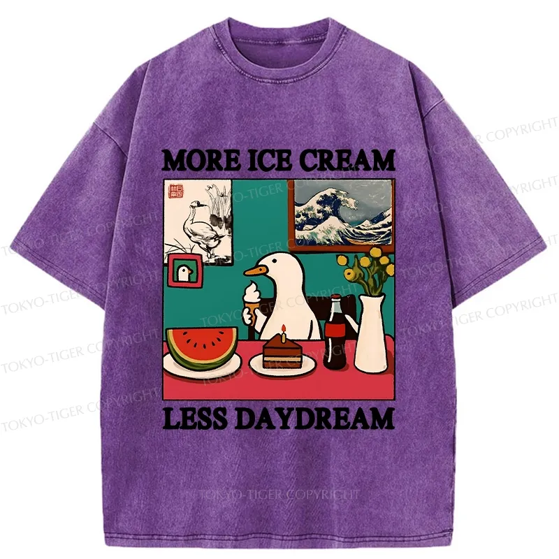 Tokyo-Tiger More Ice Cream Less Daydream Washed T-Shirt