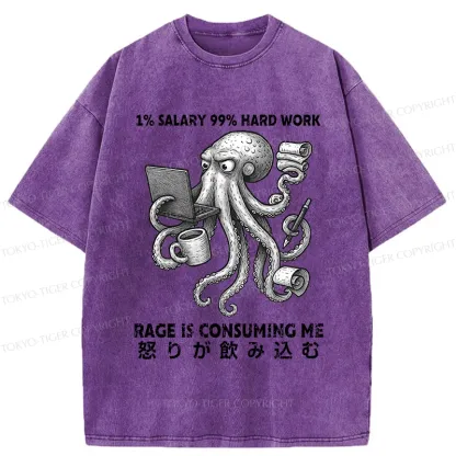 Tokyo-Tiger 1% Salary 99% Hard Work Washed T-Shirt