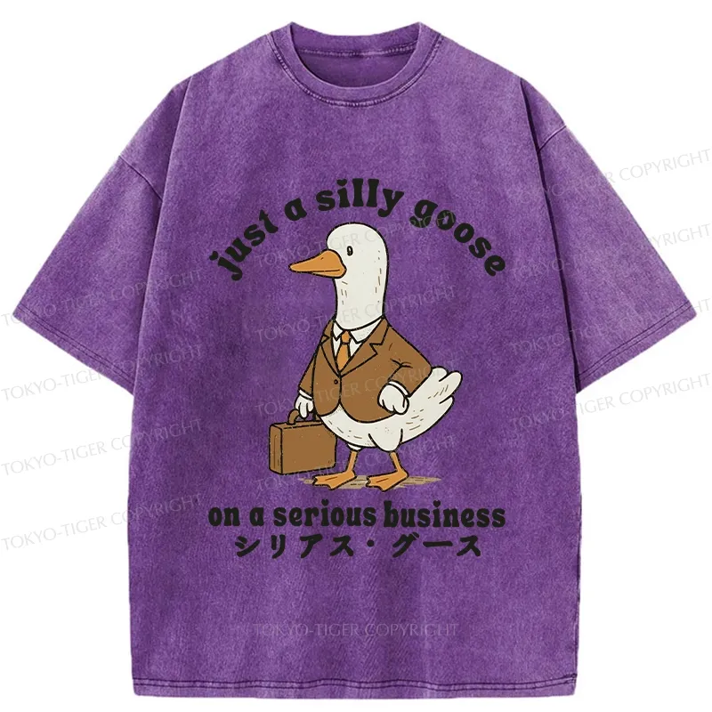 Tokyo-Tiger Silly Goose On A Serious Business Washed T-Shirt