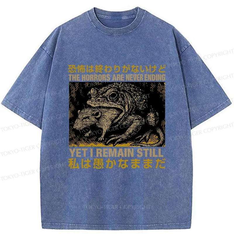 Tokyo-Tiger Frog Eat Mouse Washed T-Shirt
