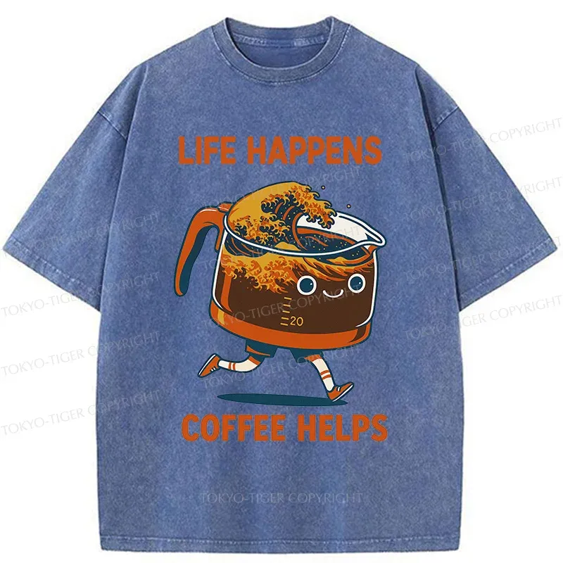 Tokyo-Tiger Interesting Coffee Washed T-Shirt