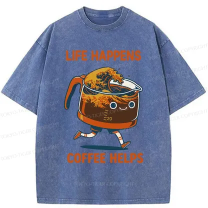 Tokyo-Tiger Interesting Coffee Washed T-Shirt