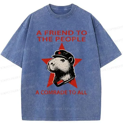 Tokyo-Tiger Capibalism Funny Washed T-Shirt