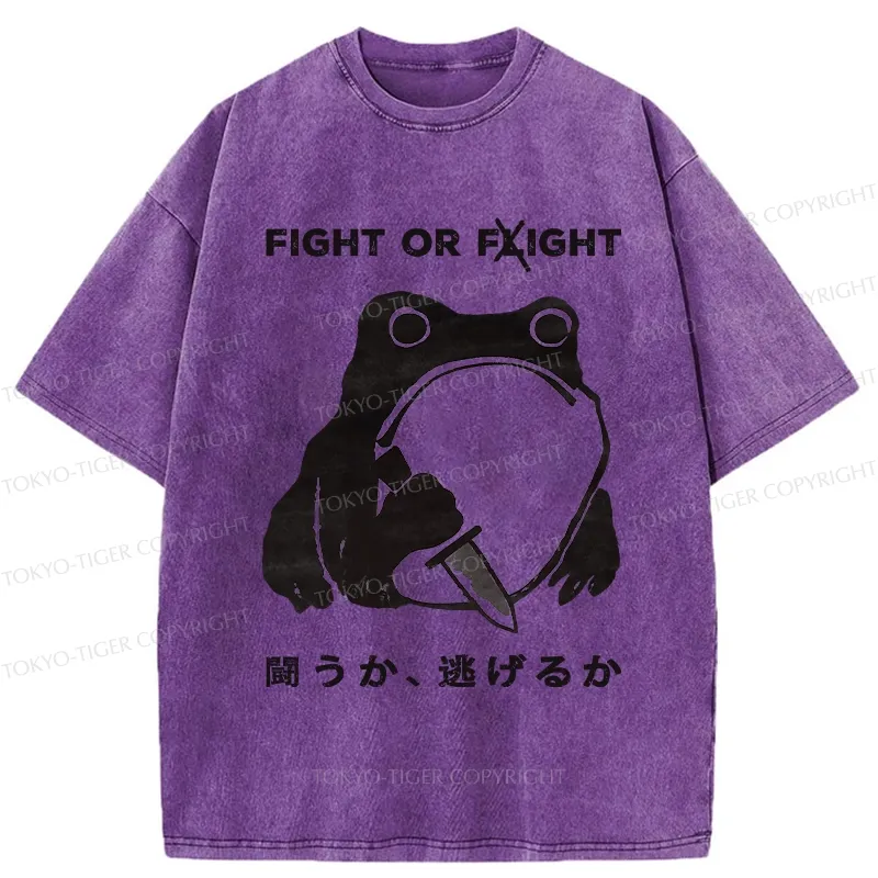 Tokyo-Tiger Fight Or Flight Funny Washed T-Shirt