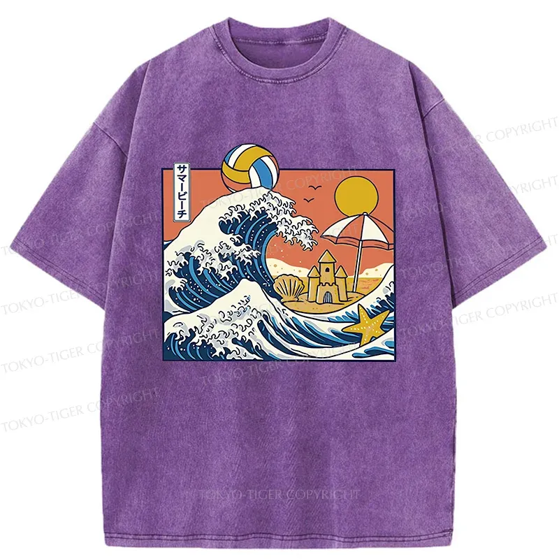 Tokyo-Tiger Summer Beach Washed T-Shirt