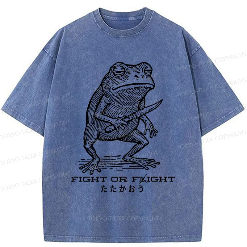 Tokyo-Tiger Fighting Frog Washed T-Shirt