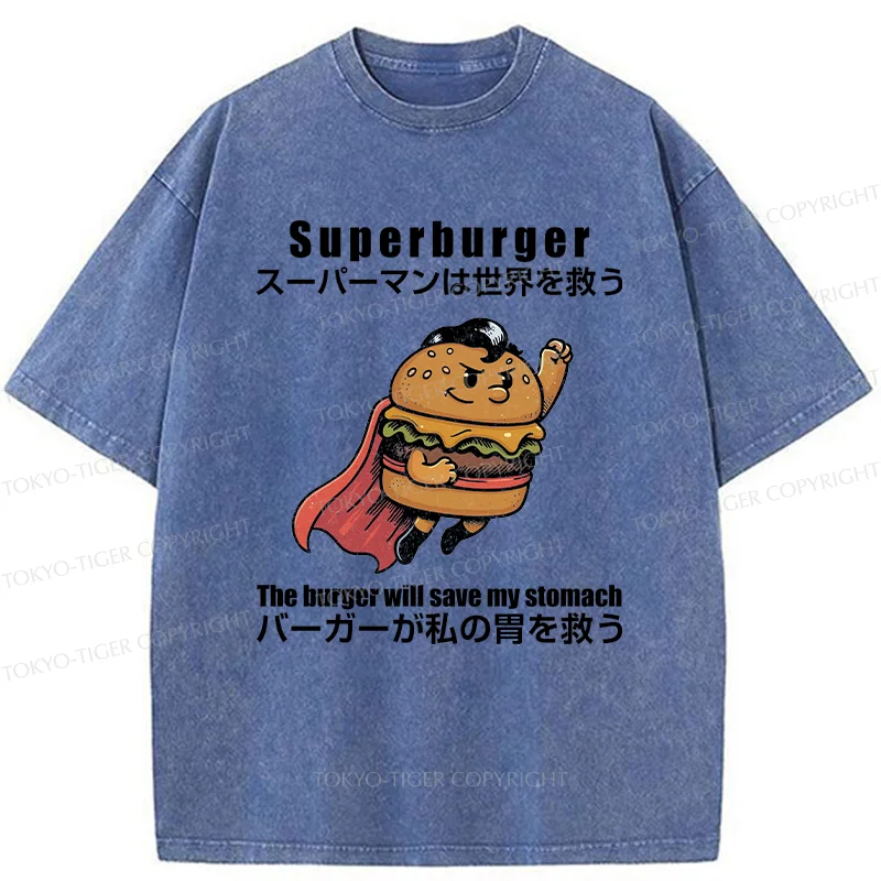 Tokyo-Tiger Burger Save The World Washed T-Shirt