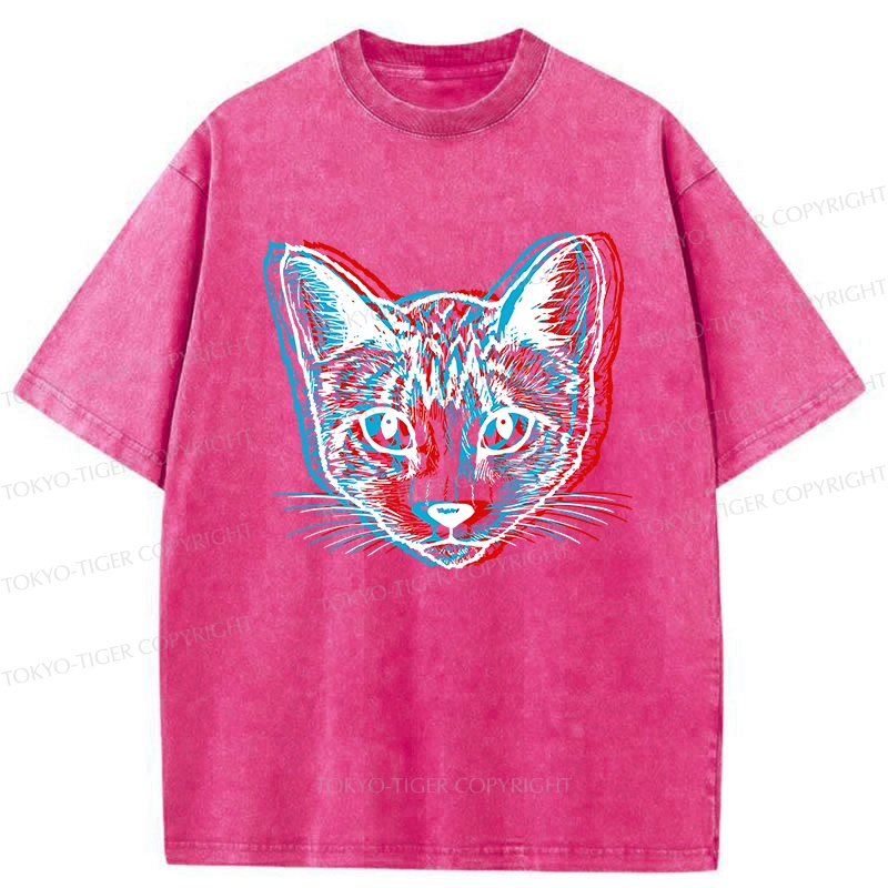 Tokyo-Tiger Psychedelic Cat Washed T-Shirt