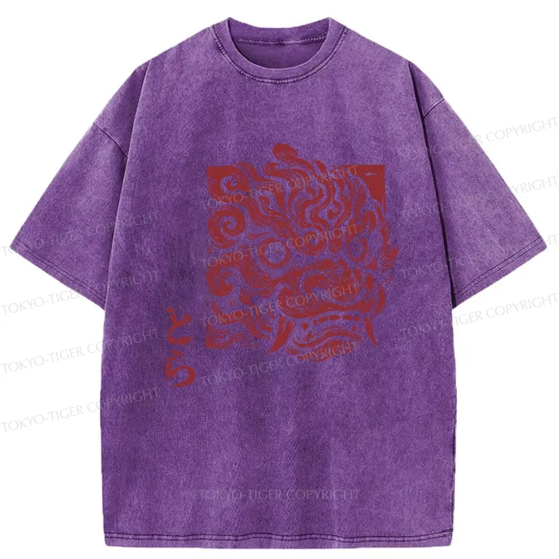 Tokyo-Tiger Japanese Lion Yokai Washed T-Shirt