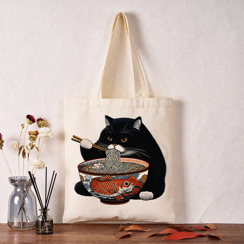 Tokyo-Tiger Fat Cat Eating Ramen Tote Bag
