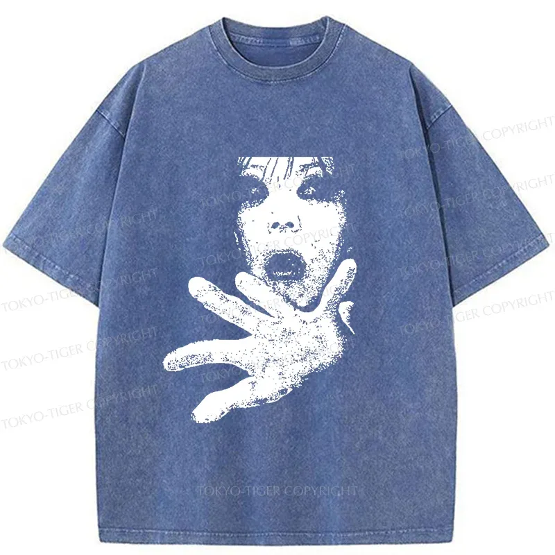 Tokyo-Tiger Scary Ghost Washed T-Shirt