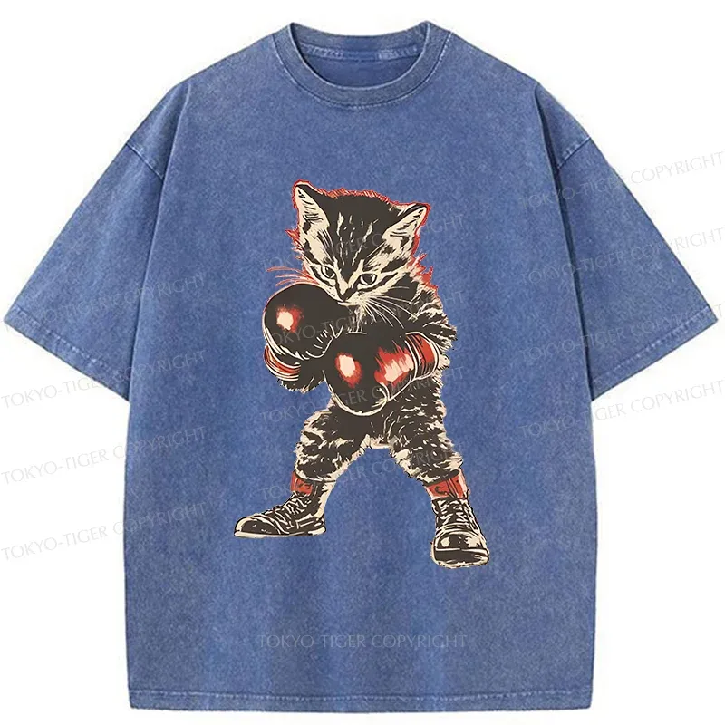 Tokyo-Tiger Boxing Kitten Washed T-Shirt