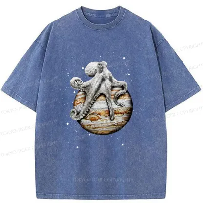 Tokyo-Tiger Octopus And The Planet Washed T-Shirt