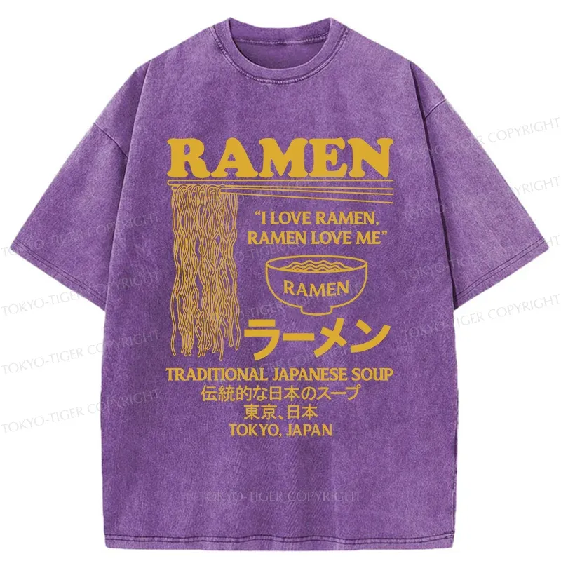 Tokyo-Tiger Retro Ramen Japan Washed T-Shirt