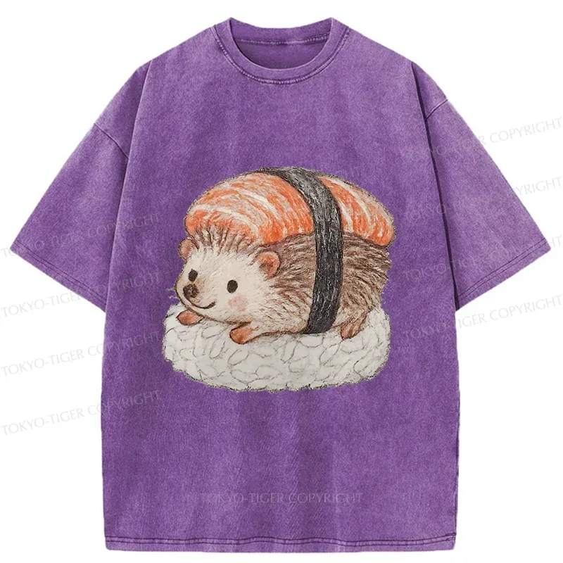 Tokyo-Tiger Hedgehog Sushi Washed T-Shirt