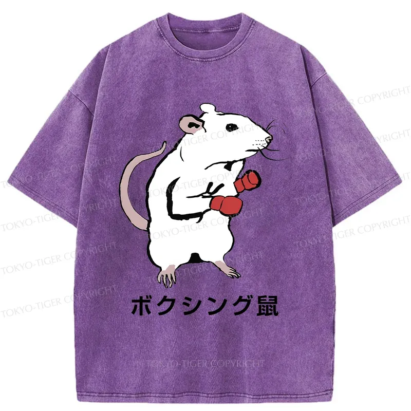 Tokyo-Tiger Boxing Mouse Washed T-Shirt