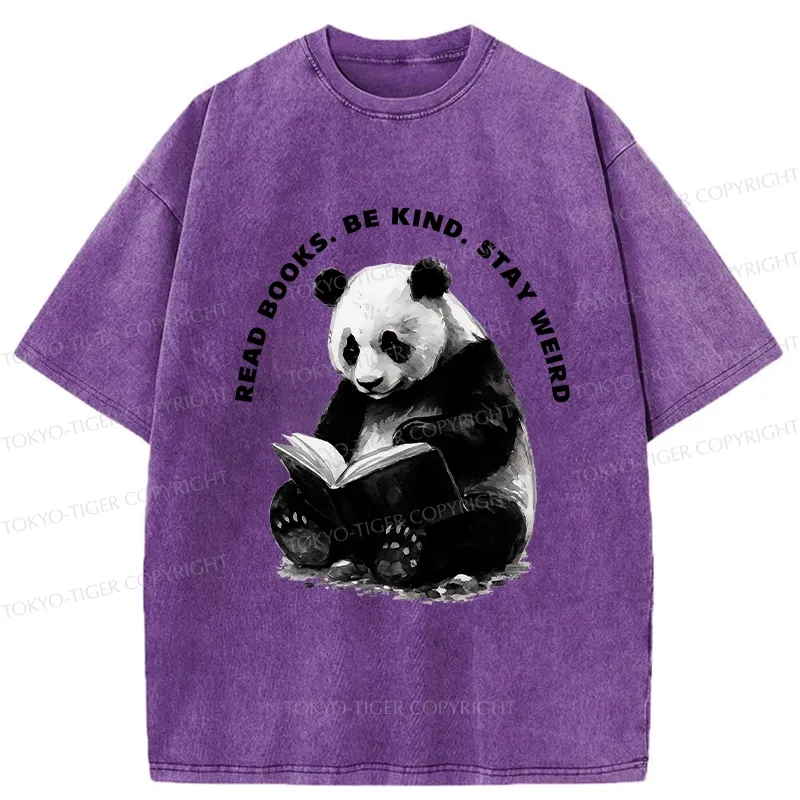 Tokyo-Tiger Read Books Be Kind Stay Weird Washed T-Shirt