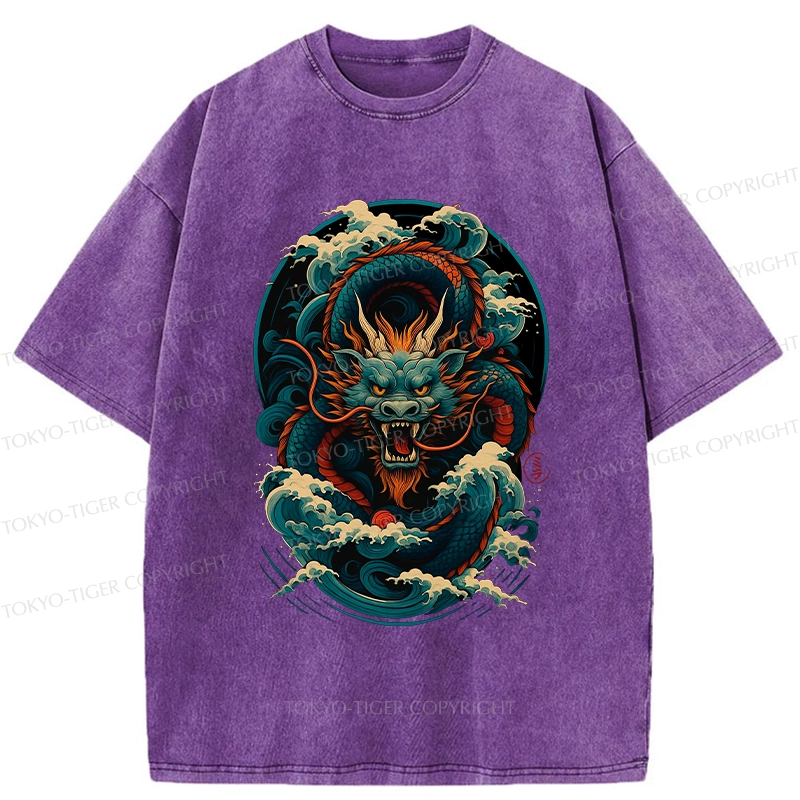 Tokyo-Tiger Dragon Of The Roaring Waves Washed T-Shirt