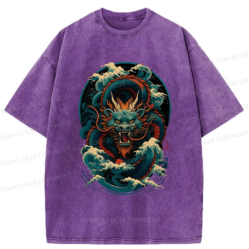 Tokyo-Tiger Dragon Of The Roaring Waves Washed T-Shirt