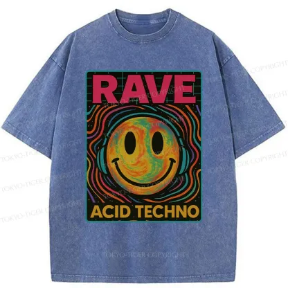 Tokyo-Tiger Rave Music Washed T-Shirt