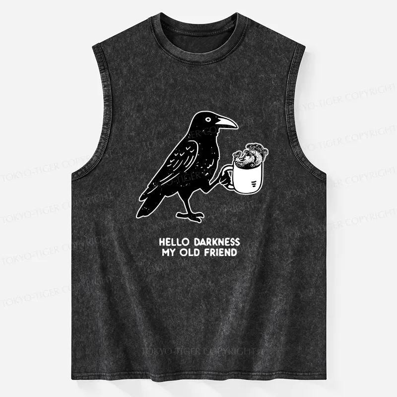 Tokyo-Tiger Crow Drinking Black Coffee Funny Washed Tank
