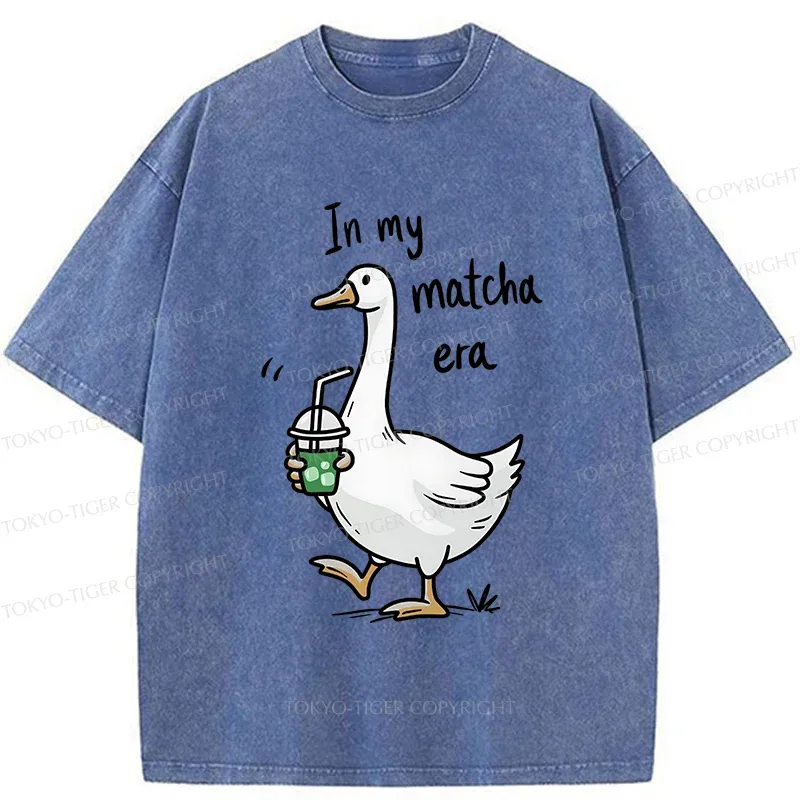 Tokyo-Tiger Goose Drinking Matcha Washed T-Shirt