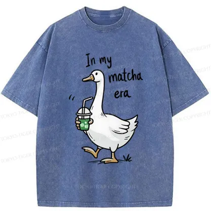 Tokyo-Tiger Goose Drinking Matcha Washed T-Shirt