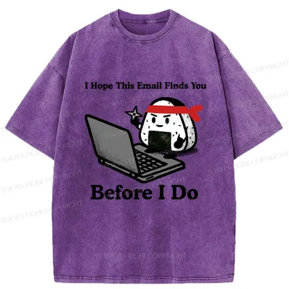 Tokyo-Tiger Ninja Rice Ball Funny Washed T-Shirt
