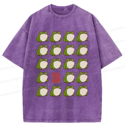 Tokyo-Tiger Retro Japanese Frog Washed T-Shirt