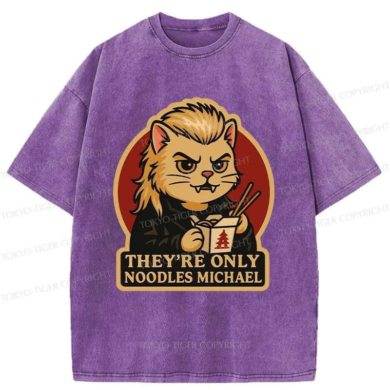 Tokyo-Tiger Vampire Eating Ramen Washed T-Shirt