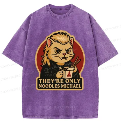 Tokyo-Tiger Vampire Eating Ramen Washed T-Shirt