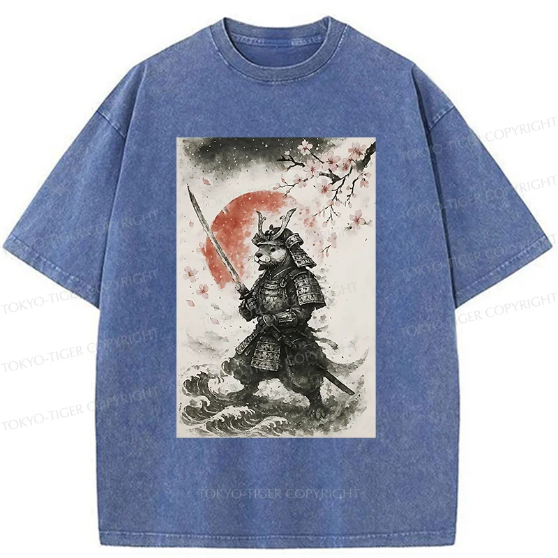 Tokyo-Tiger Otter Samurai Washed T-Shirt