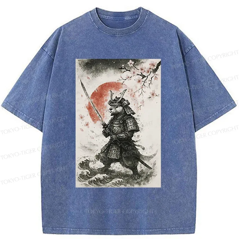 Tokyo-Tiger Otter Samurai Washed T-Shirt