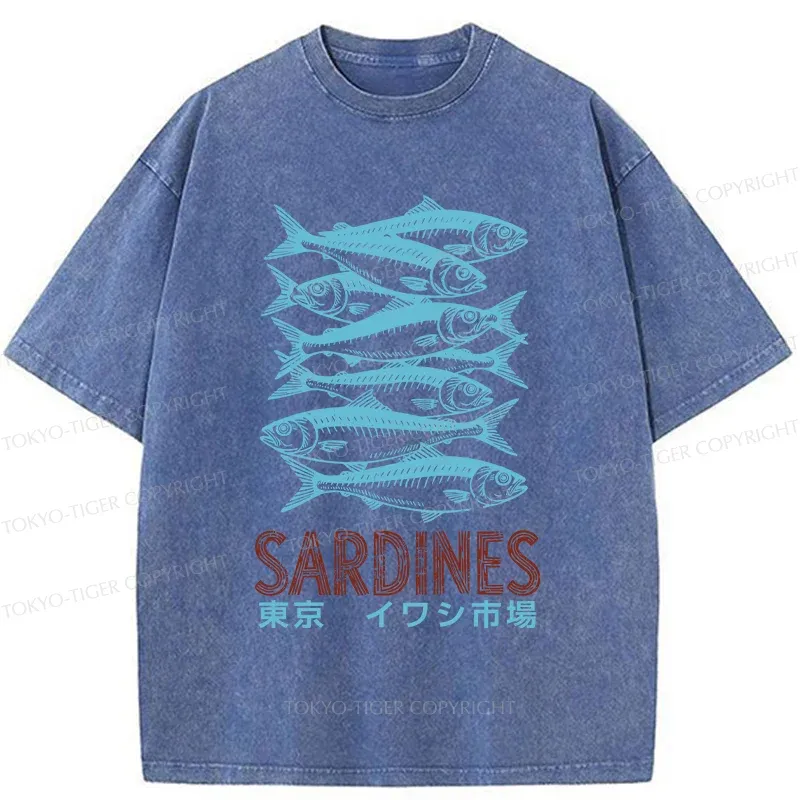 Tokyo-Tiger Vintage Sardines Market Washed T-Shirt
