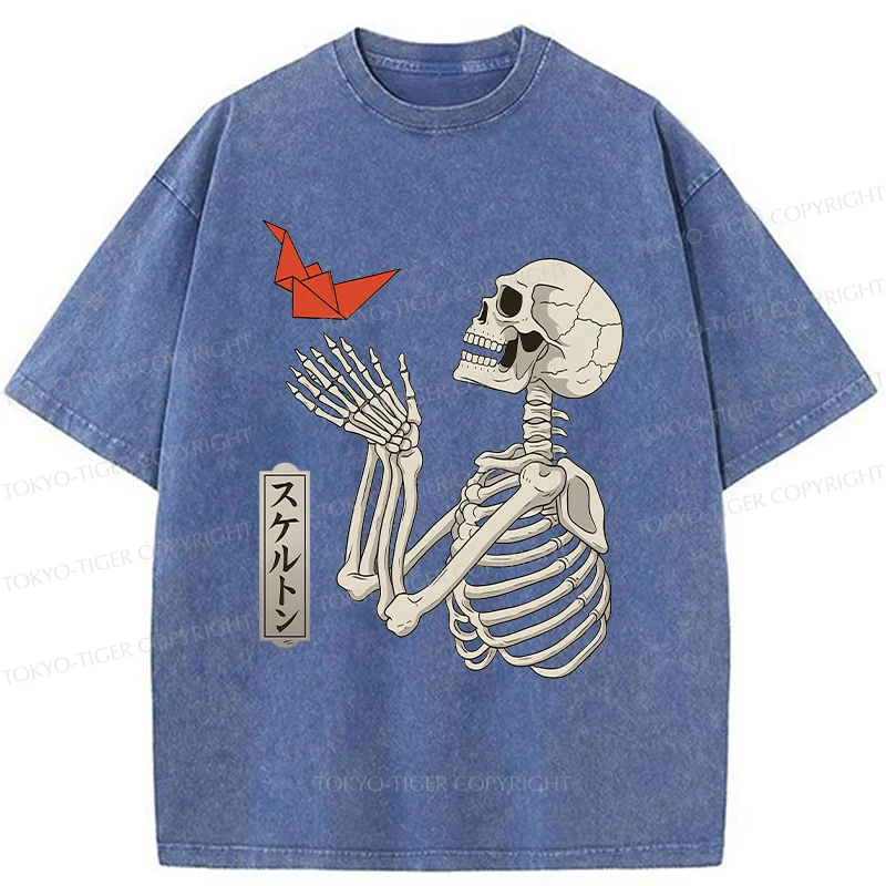 Tokyo-Tiger Flying Paper Cranes Washed T-Shirt