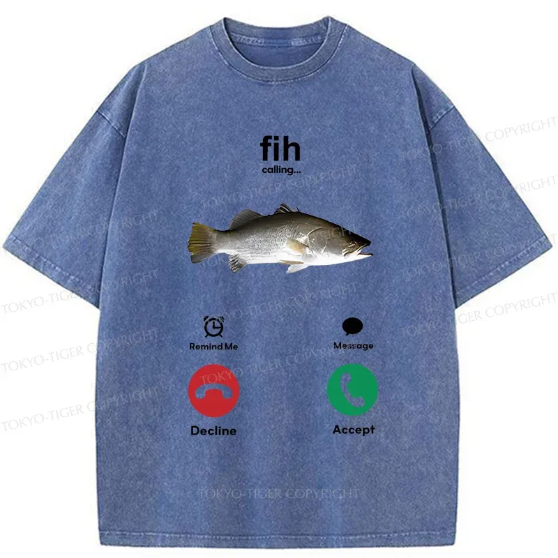 Tokyo-Tiger Fih Calling Washed T-Shirt