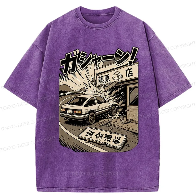 Tokyo-Tiger The Car That Collided Washed T-Shirt