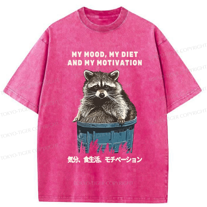 Tokyo-Tiger My Mood My Diet And My Motivation Washed T-Shirt