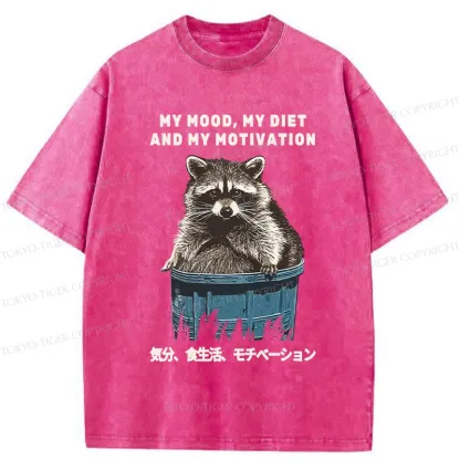 Tokyo-Tiger My Mood My Diet And My Motivation Washed T-Shirt
