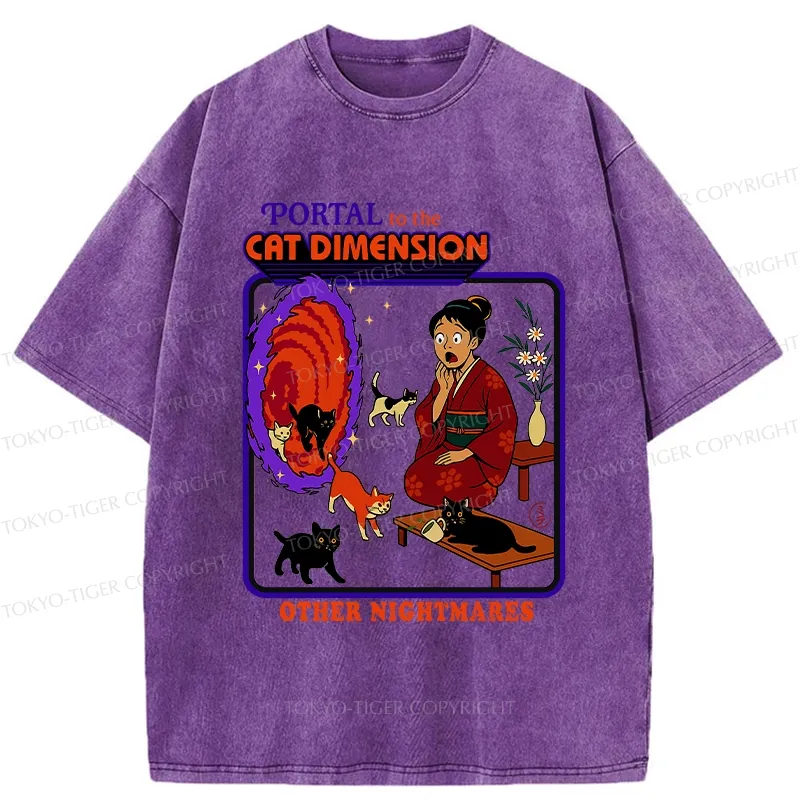 Tokyo-Tiger Portal To The Cat Dimension Washed T-Shirt