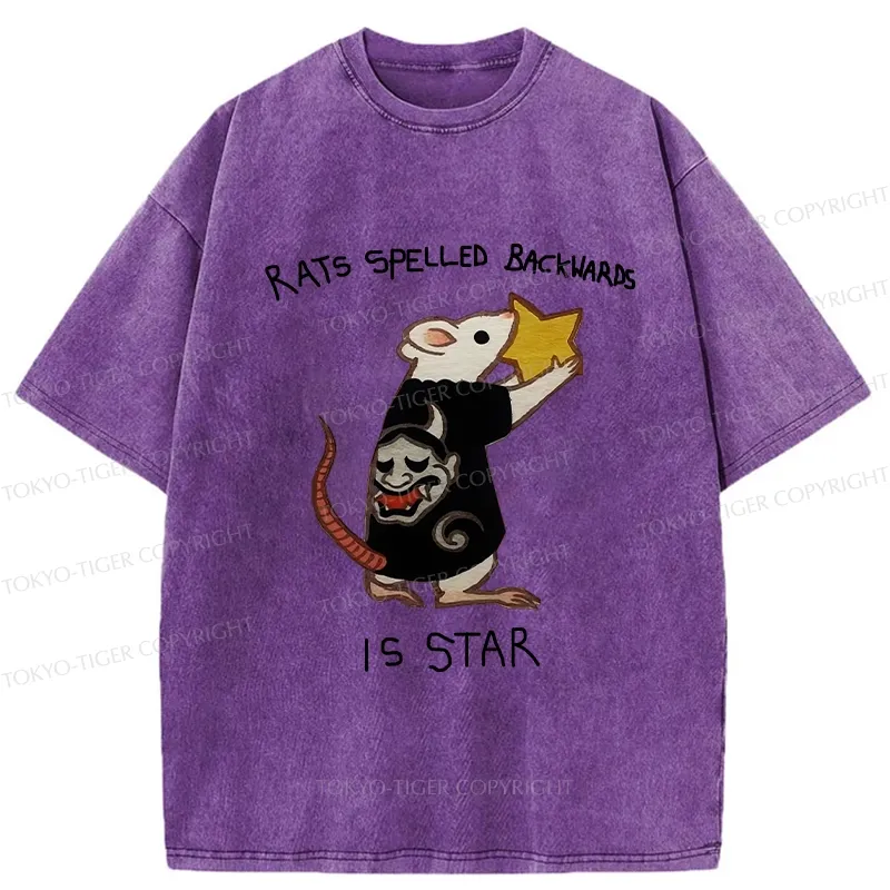Tokyo-Tiger Rats Spelled Backwards Is Star Funny Washed T-Shirt