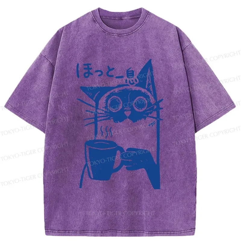 Tokyo-Tiger Resting Cat Washed T-Shirt