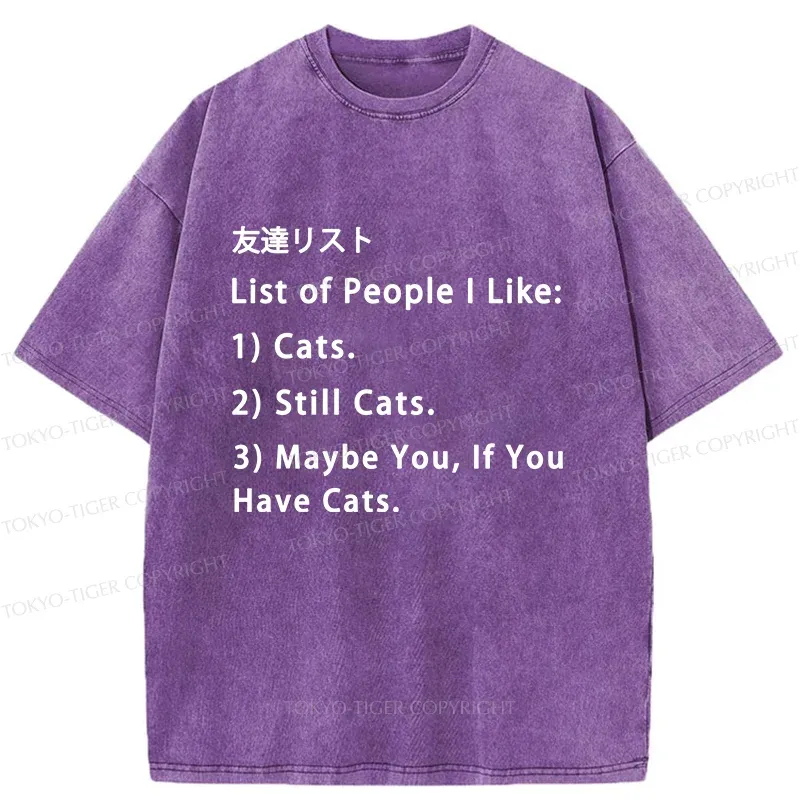Tokyo-Tiger Friends List Funny Washed T-Shirt