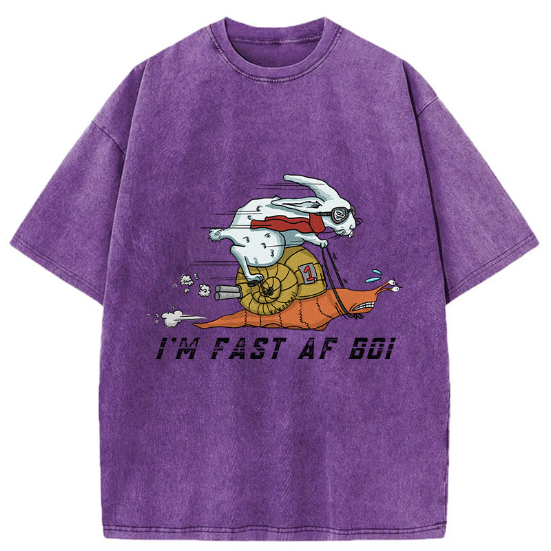Tokyo-Tiger Funny Rabbit Riding A Snail Washed T-Shirt