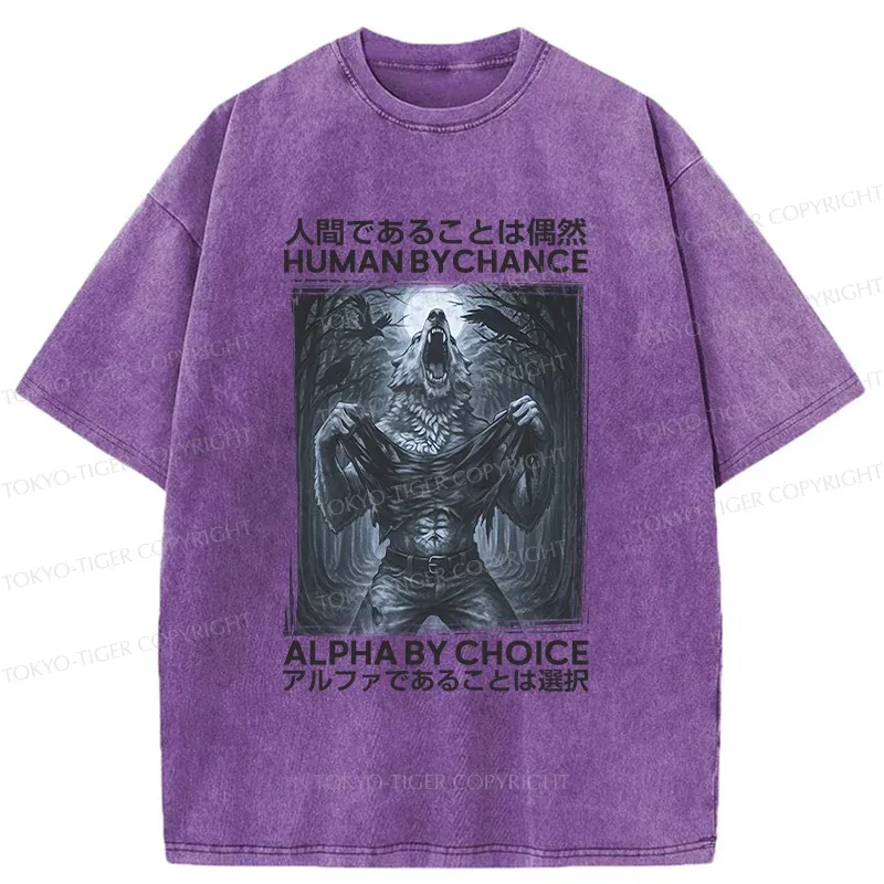 Tokyo-Tiger Howling Wolf Washed T-Shirt