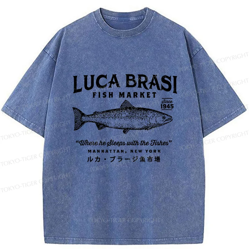 Tokyo-Tiger Funny Fish Market Washed T-Shirt