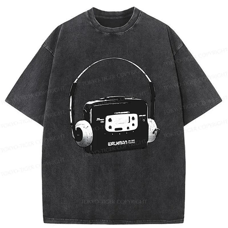 Tokyo-Tiger Retro Walkman Washed T-Shirt