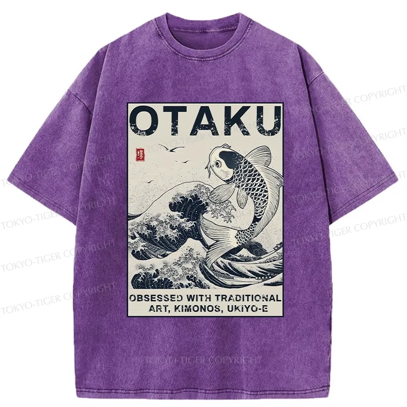 Tokyo-Tiger Otaku Traditional Ukiyo-E Washed T-Shirt