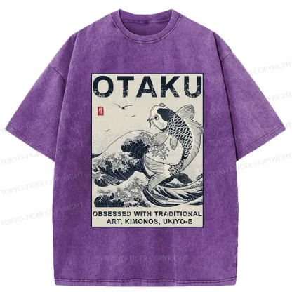 Tokyo-Tiger Otaku Traditional Ukiyo-E Washed T-Shirt