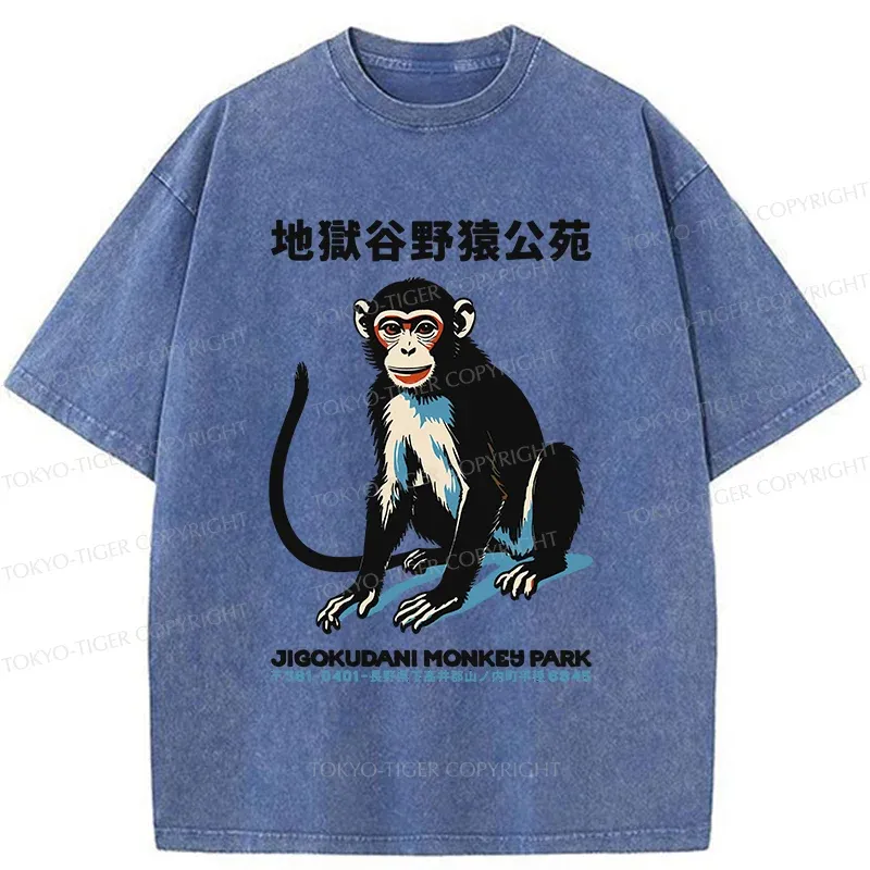 Tokyo-Tiger Japan Monkey Park Washed T-Shirt